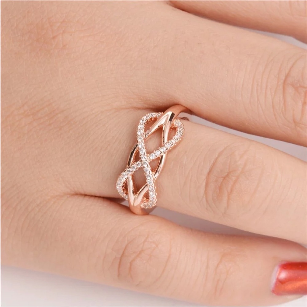 New Infinity Rose Gold Diamond Women’s Ring - Picture 3 of 4
